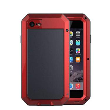 Imagem de para armadura de metal capa de telefone de alumínio à prova de choque para iphone 13 12 11 pro max x xr 8 7 plus capa de proteção resistente completa, vermelha, para iphone xs max