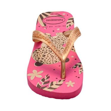 Imagem de Chinelo De Dedo Rosa E Dourado Kids Onça-Pintada  Havaianas