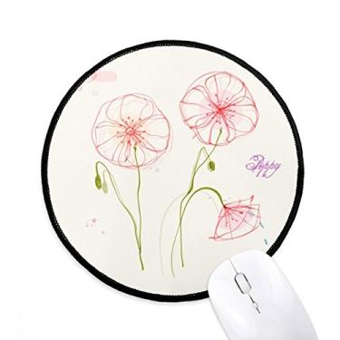 Imagem de Mouse pad de pintura branca com flores para mesa de escritório tapete redondo para computador
