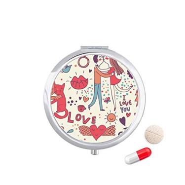 Imagem de Caixa de comprimidos para pintura de plantas Love Couple com flores e compartimento para remédios