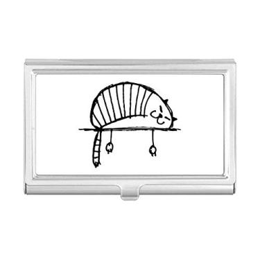 Imagem de Lazy Stripe Cat Lying Line Porta-cartão de visita, caixa de bolso