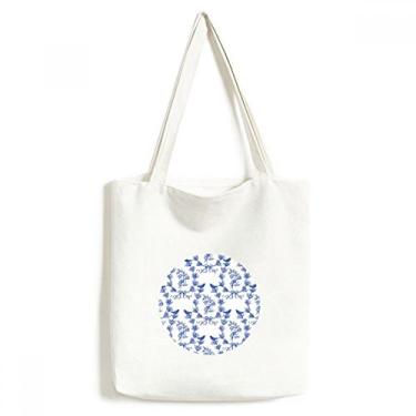 Imagem de Sacola de lona com símbolo azul e branco, bolsa de compras, bolsa casual