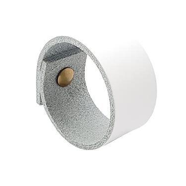 Imagem de Puxador Bols Parafuso - Couro Legítimo Branco - Parafuso Dourado