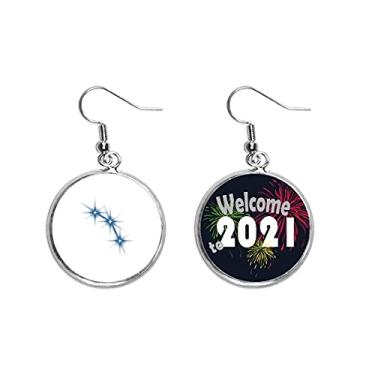 Imagem de Brincos com pingentes de orelhas com belas estrelas da sorte da Perseverance Diligence 2021 Blessing