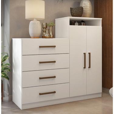 Imagem de Cômoda Sapateira 4270 02 Portas 04 Gavetas Áurea Branco Demóbile 