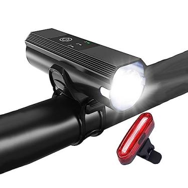 Imagem de ZKcasA Luzes dianteiras e traseiras da bicicleta LED durável IPX5 impermeável USB recarregável Bike Lights set for Road Mountain Night Riding,Set 5