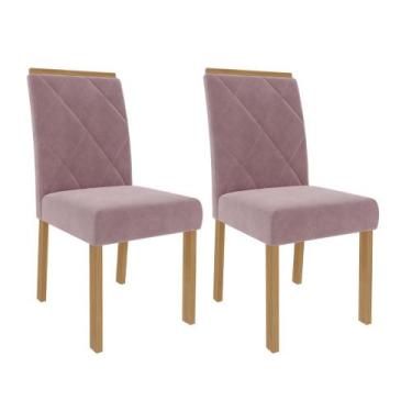 Imagem de Conjunto 2 Cadeiras Para Sala De Jantar Mdf Fernanda Cimol Marrom Rosa