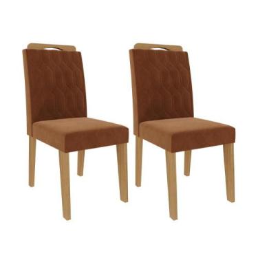 Imagem de Conjunto 2 Cadeiras Para Sala De Jantar Mdf Paola Cimol Marrom Laranja