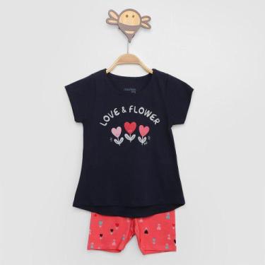 Imagem de Conjunto Infantil Marisol Camiseta Love Flower + Short Feminino