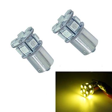 Imagem de PA 2 peças 13SMD 1156 Ba15s Golden Yellow Auto LED Lâmpada 12V para seta de sinalização, marcador lateral, parada, backup e luz traseira (1073 1003 1093 1129 1141 1159 1259 1459 1619 1651 1680 340 3 340 3 340 3 349 349 3 349 3 349 3 349 3 3 349 6 500 7 5008 7506 7527)