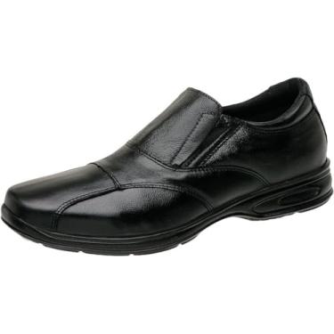 Imagem de Sapato Social Masculino Firenze Couro Legítimo Confroto Calce Fácil 5080 (41, Preto)