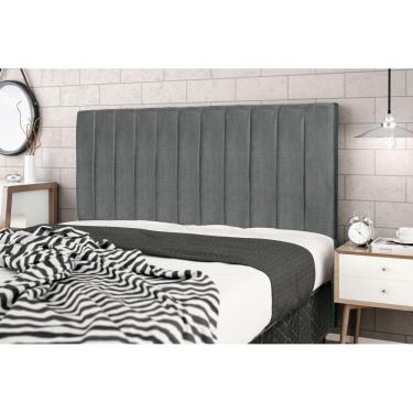 Imagem de Cabeceira Leblon 1,93 cinza king decoração super luxo linha quratos sofisticados - Jbe...