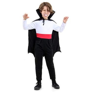 Imagem de Fantasia Vampiro Infantil 923620-m Sulamericana Fantasias Preto/branco/vermelho 6/8 Anos