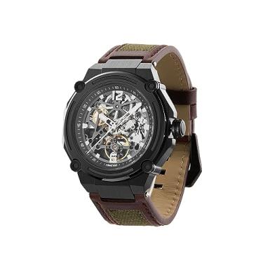 Imagem de TIME100 Relógios de pulso automáticos masculinos mecânicos (sem bateria), vencendo a competição de design, Preto e preto, Casual