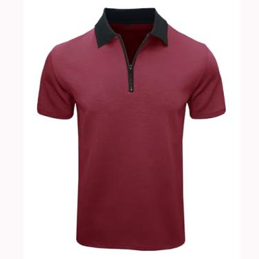 Imagem de Camisetas masculinas de ajuste solto verão outono manga curta gola redonda blusas lisas camisas masculinas 2024, C-747 Vinho vinho, XG