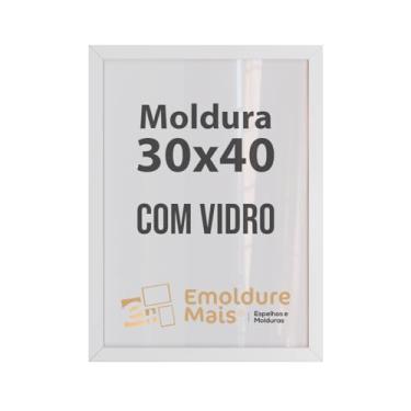 Imagem de Moldura de Madeira Para Folhas Documentos de 30cm x 40cm com Vidro Quadros Decorativos Porta Retrato de Parede Foto Fotografia Poster Imagem de Arte Diplomas (Branco)