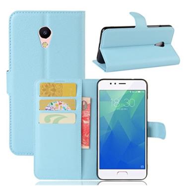 Imagem de Capa carteira MEIZU M5S, capa carteira flip de couro PU premium com compartimento para cartão, suporte e fecho magnético [capa interior à prova de choque de TPU] Compatível com MEIZU M5S