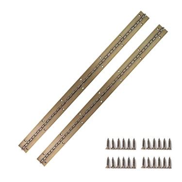 Imagem de Dobradiça de piano 61 cm, pacote com 2, dobradiça contínua 61 cm, aço espesso, resistente, dobradiça contínua com acabamento em bronze antigo, 61 cm x 3 cm x 0,2 cm