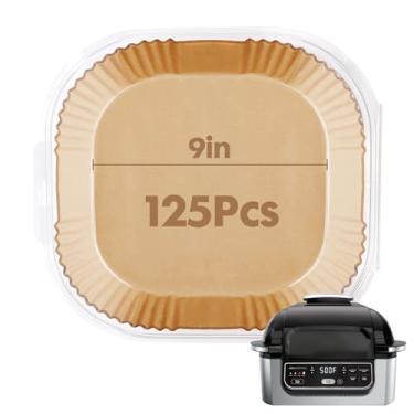 Imagem de Forro de papel descartável Air Fryer para Ninja AG301, 100 peças de forros de fritadeira a ar descartáveis, forros de papel de pergaminho, acessórios de fritadeira a ar para Ninja Foodi para churrasqueira interna, forro de forno
