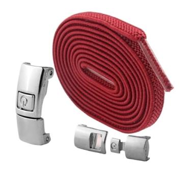 Imagem de Elastic Laces Sneakers Width Flat Shoelaces Without Ties Kids Adult Lock No Tie Shoelace Rubber Bands Shoe Accessories (Color : Dark red)