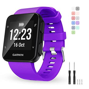 Imagem de BaayCerrie Pulseira de substituição para relógio Garmin Forerunner 35, pulseira de silicone macio compatível com smartwatch Forerunner 35 (roxa)