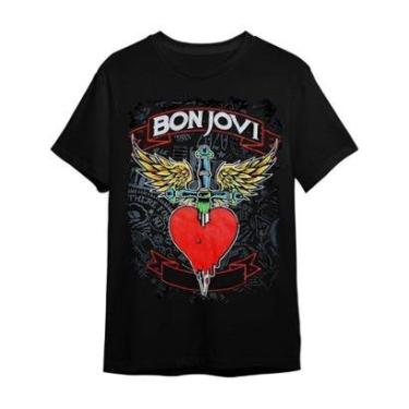 Imagem de Camiseta de Rock Bon Jovi Unissex Preta-Unissex