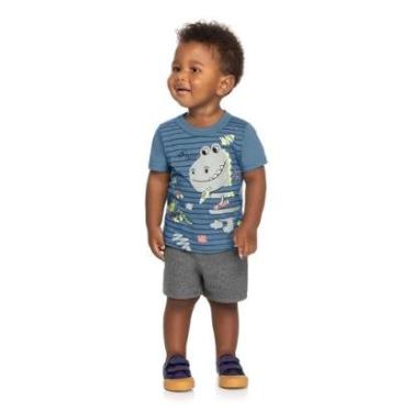 Imagem de Conjunto Infantil Menino Camiseta Bermuda Confortável Elian-Masculino