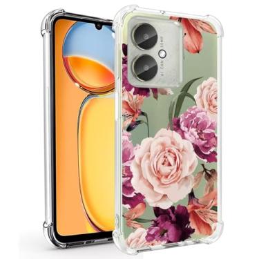 Imagem de Sidande Capa para Redmi 13C (4G/5G), Poco M6 5G/Poco C65/Redmi 13R 5G Capa para meninas e mulheres, capa protetora de telefone fina em TPU flexível e floral transparente para Xiaomi Redmi 13C flor