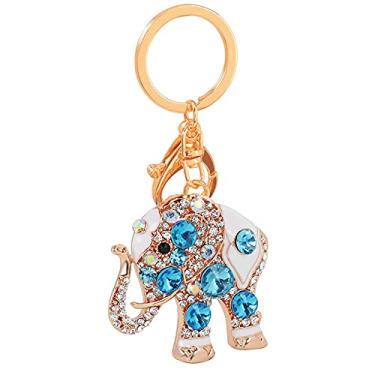 Imagem de Chaveiro Reizteko Lucky Elephant colorido revestido com strass, feminino, carro/bolsa, pingente, Azul
