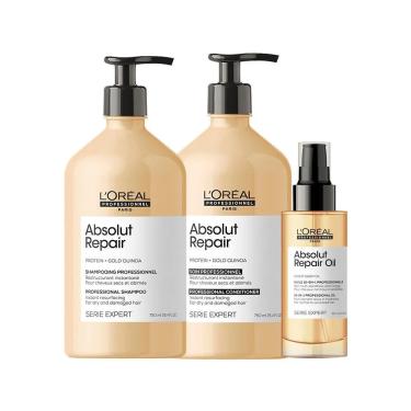 Imagem de Kit L'oréal Professionnel Serie Expert Absolut Repair Gold Quinoa - Shampoo E Condicionador E Óleo