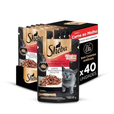 Imagem de Pack Ração Úmida Sheba Sachê para Gatos Filhotes Sabor Carne ao Molho 85g - 40 unidades