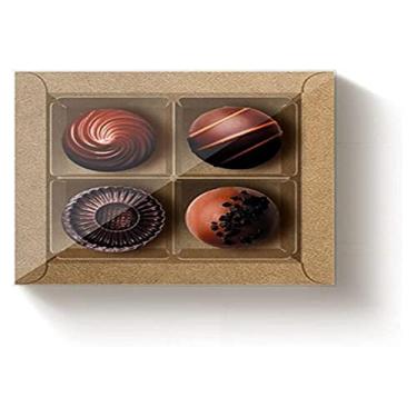 Imagem de Embalagem Para Doces, Cromus, 13003170, Kraft com Visor, 9,5x9,5x4cm cm, Pacote com 10