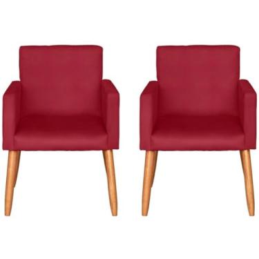Imagem de Kit 2 Poltronas Cadeira Decorativa para Sala de estar Cadeiras para Recepção Manicure Escritório Sala De Espera (VERMELHO)