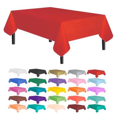 Imagem de Toalha de mesa Allgala de plástico premium com 12 unidades, peso médio, descartável, Vermelho, 6PK 54"x108"