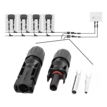 Imagem de Conector Plug Mc4 Painel Placa Cabo Solar Macho Fêmea Kit 02 pares - e