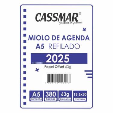 Imagem de Miolo de Agenda Refilado 2025 Azul 190fls Cassmar 01un