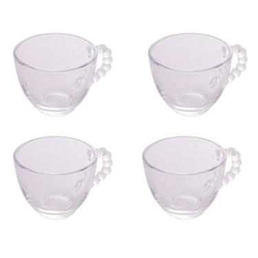 Imagem de Conjunto Xícaras Sem Pires De Cristal Bolinha 80ml Café Chá - Wolff