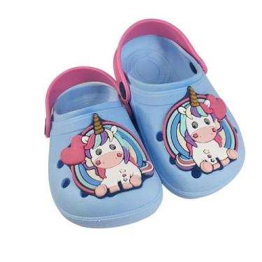 Imagem de Sandália Infantil Menina Babuche Unicórnio Arco-íris Coração Estiloso 