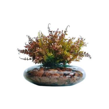 Imagem de Arranjo De Flores Artificiais Samambaia Real Terrário Vidro - La Caza 