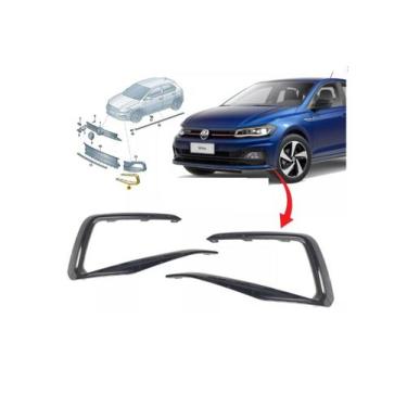 Imagem de Par Friso Moldura Farol Milha Vw Polo Virtus 2018 Em Diante - Original
