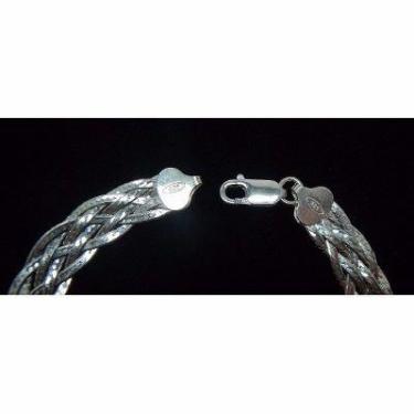 Imagem de Pulseira Italiana Feminina Trançada 6 Fios Em Prata 925 - DR Joias