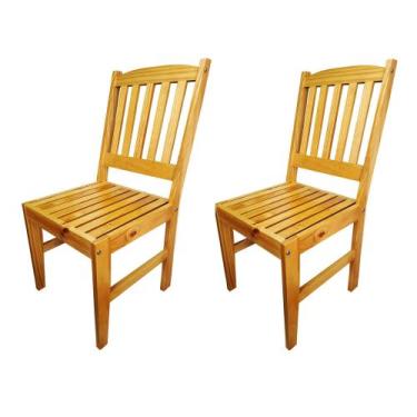 Imagem de Kit 2 Cadeiras De Jantar Ripada Mel Verniz Cozinha Decorada - D'Elfos 