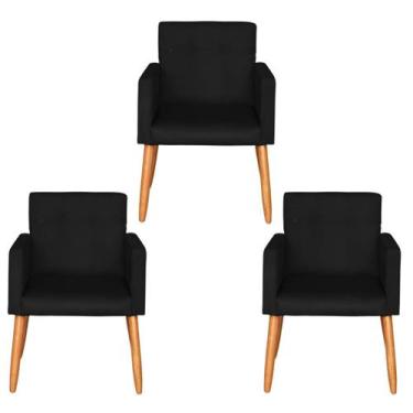 Imagem de Kit 3 Poltronas Decorativa para Recepção Sala de Estar Sala de Espera 