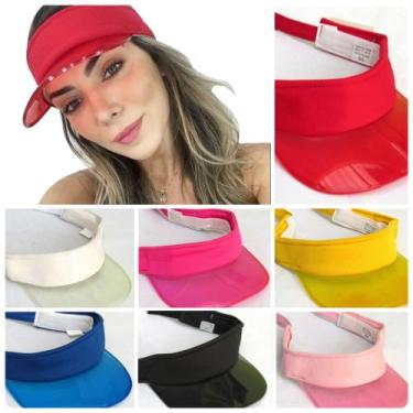 Imagem de Kit 04 Viseira Transparente Feminino Verão Praia Vôlei Rave - Viseira 