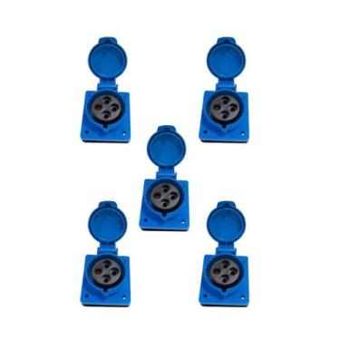 Imagem de 5 Pc Tomada Embutir Azul 3P+T 32A 9H 220/250V N4249 - OMEGA