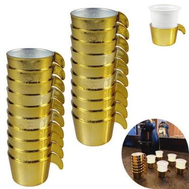 Imagem de Conjunto Copete 20 Porta Copos Descartavel Cantinho Cafe Plastico Dour