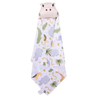 Imagem de Naninha para Bebê de Bichinho de Pelúcia com Prendedor de Chupeta Hipopótamo