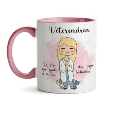 Imagem de Caneca Veterinária 01 Feminina Alça e Interior Rosa - Maluco por Canec
