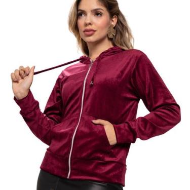 Imagem de Jaqueta Blusa Feminina Casaco Plush com Capuz Ziper e Bolso - Look Mod