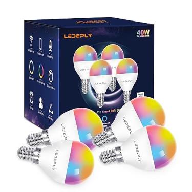 Imagem de Lâmpada inteligente LED A15, 5W=40W, compatível com Alexa, Google Assistant, E12 Base, regulável, WiFi, RGB mudança de cor, branco ajustável 2700K-6500K, formato de globo, lâmpadas de ventilador de teto G45 pacote com 4